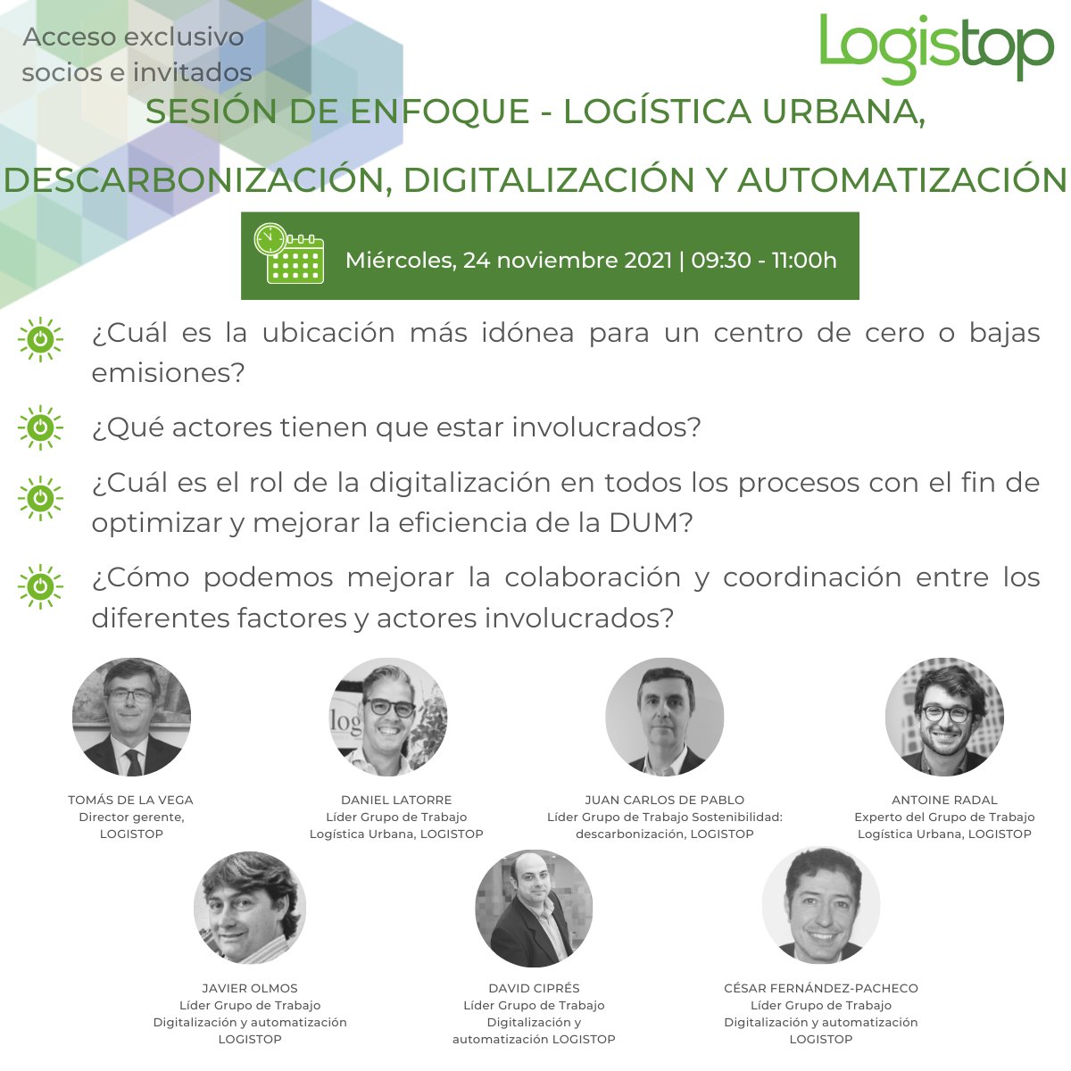 Sesión de enfoque Logistop Descarbonización y digitalización de la logística urbana