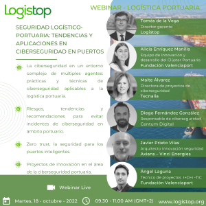 Webinar Logistop “Seguridad logístico-portuaria: tendencias y aplicaciones en ciberseguridad en puertos”